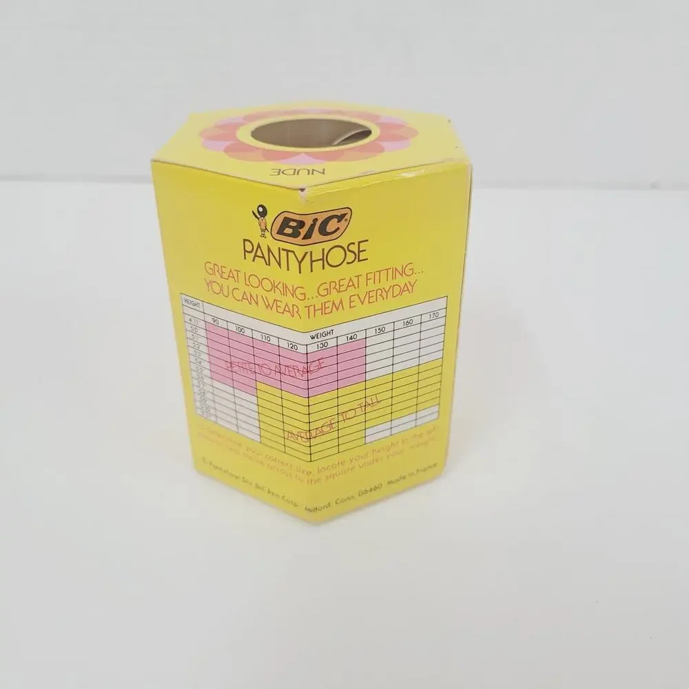 BIC Vintage Pantyhose NUDE Average To Tall New Old Stock Sealed Made in France